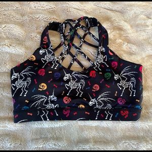 CVG Constantly Varied Gear Retired Unicorn Skeleton Skull Sports Bra S